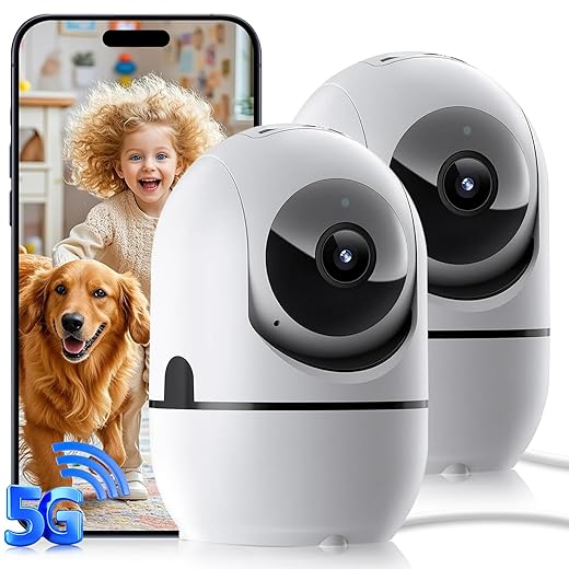 Telecamera di sicurezza per interni, telecamere di sicurezza WiFi 5G e 2.4G per sicurezza domestica, baby monitor a 360°/telecamera per animali domestici con app, telecamera con sensore di