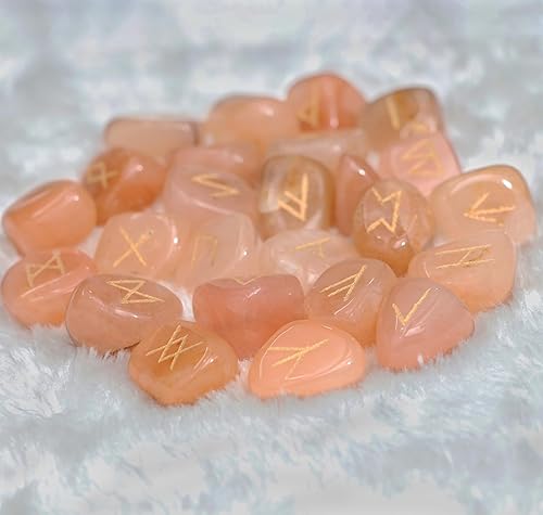 Miniatura 7 de Crocon Juego de piedras de runa opalita con alfabeto de Futhark de élder grabado para equilibrio de chakras, runas con bolsa y folleto de símbolo de