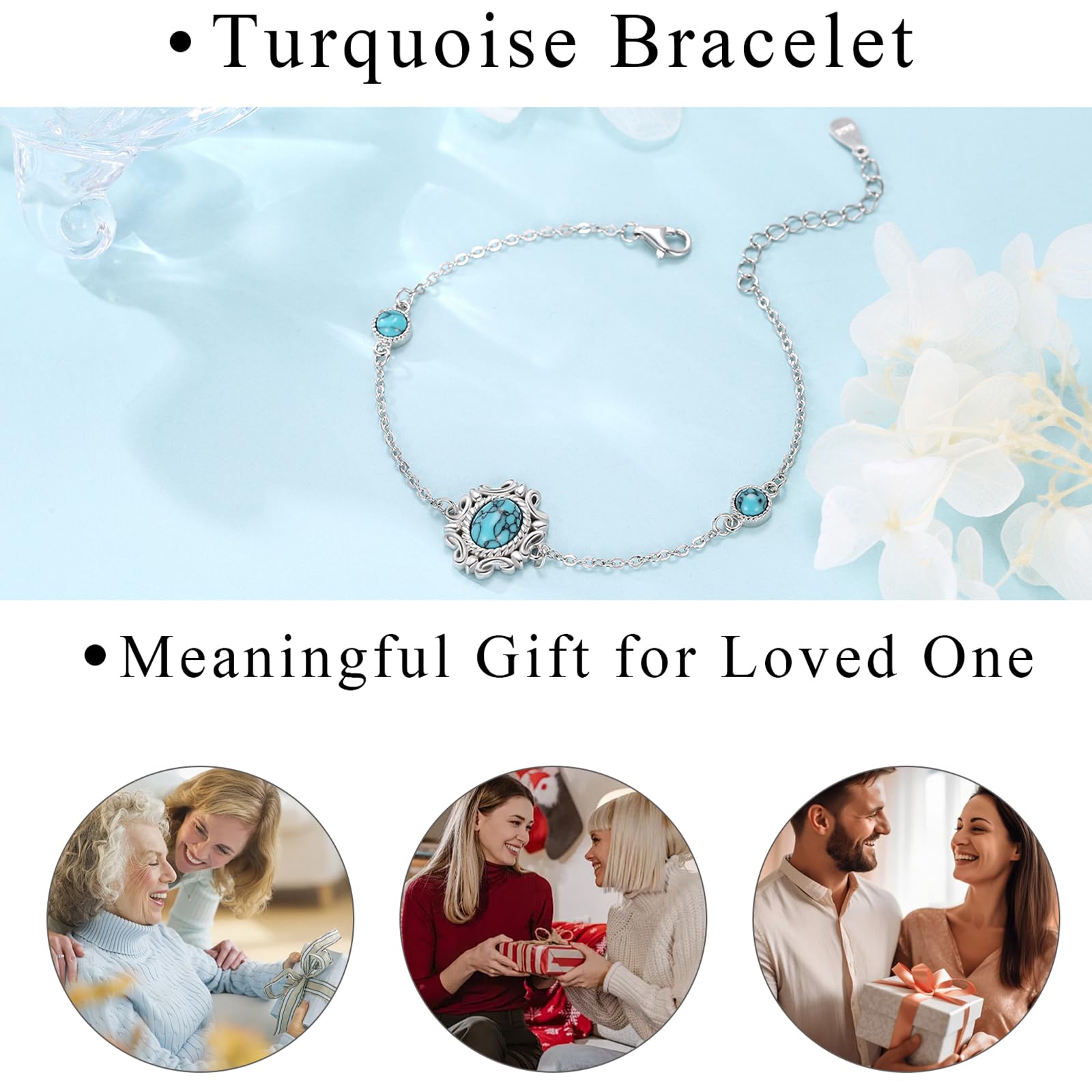 Türkis Armband 925 Sterling Silber Türkise Schmuck Weihnachten Halloween Ostern Muttertag Valentinstag Geburtstag Schmuck Geschenke für Mutter Ehefrau Tochter Freund Frineund