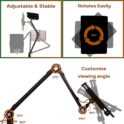 Miniatura 4 de Soporte para monitor portátil de 16 pulgadas, soporte de aluminio resistente con ajuste de ángulo infinito, gestión de cables integrada, compatible