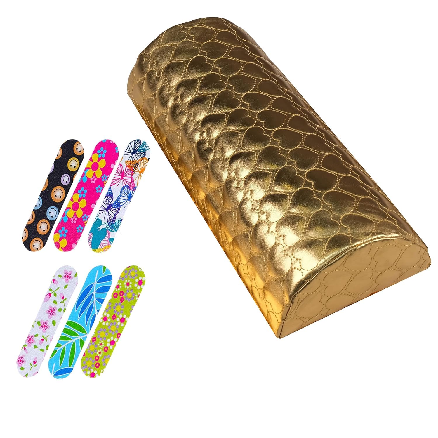 Bolt bee Nail Pillow Hand Rest for Nails, Washable PU Leather Nail Armrest Detachable Manicure Hand Pillow Cushion Nail Art Accessories Tool for Nails Tech (Gold)