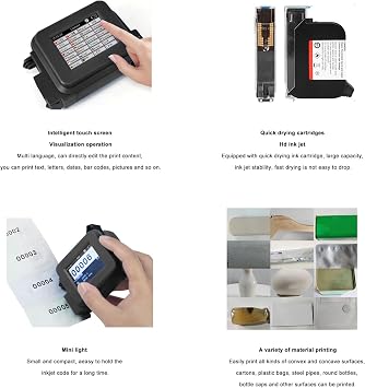 Handheld Inkjet Printer, Editable Mini Inkjet Coding Machine, 2 to 12.7mm or 2 to 25.4mm Printing Height, Marking Device with Fast Drying Ink, for Text Barcode