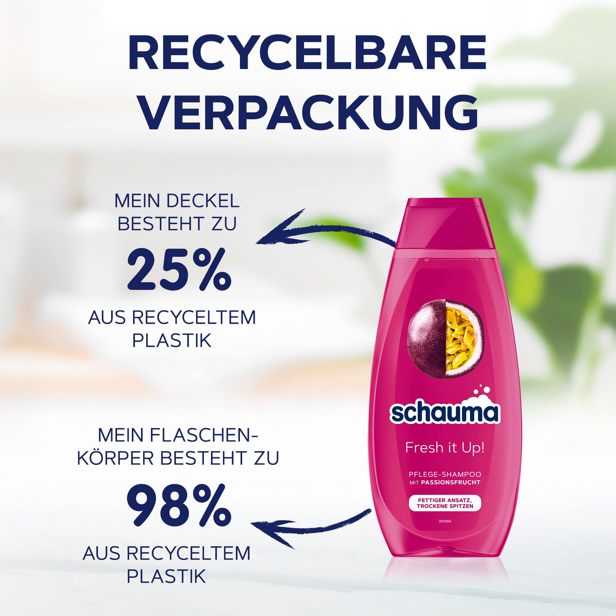 Schauma Schwarzkopf Fresh it Up szampon pielęgnacyjny (5 x 400 ml), delikatnie oczyszcza linię włosów, szampon do tłustych włosów i suchych końcówek, z marakują