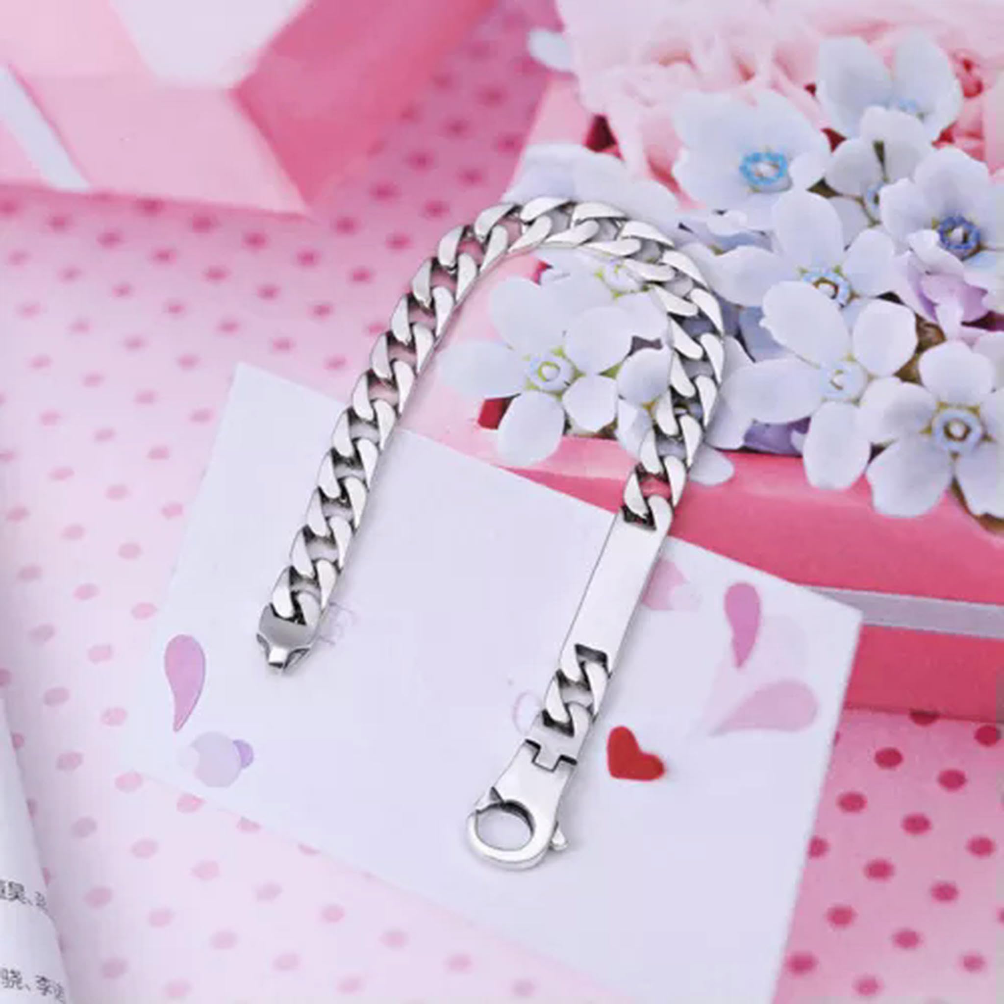 Pulsera de eslabones cubanos con Cadena de Plata 925 para Hombre y Mujer, 19 g/7 Pulgadas