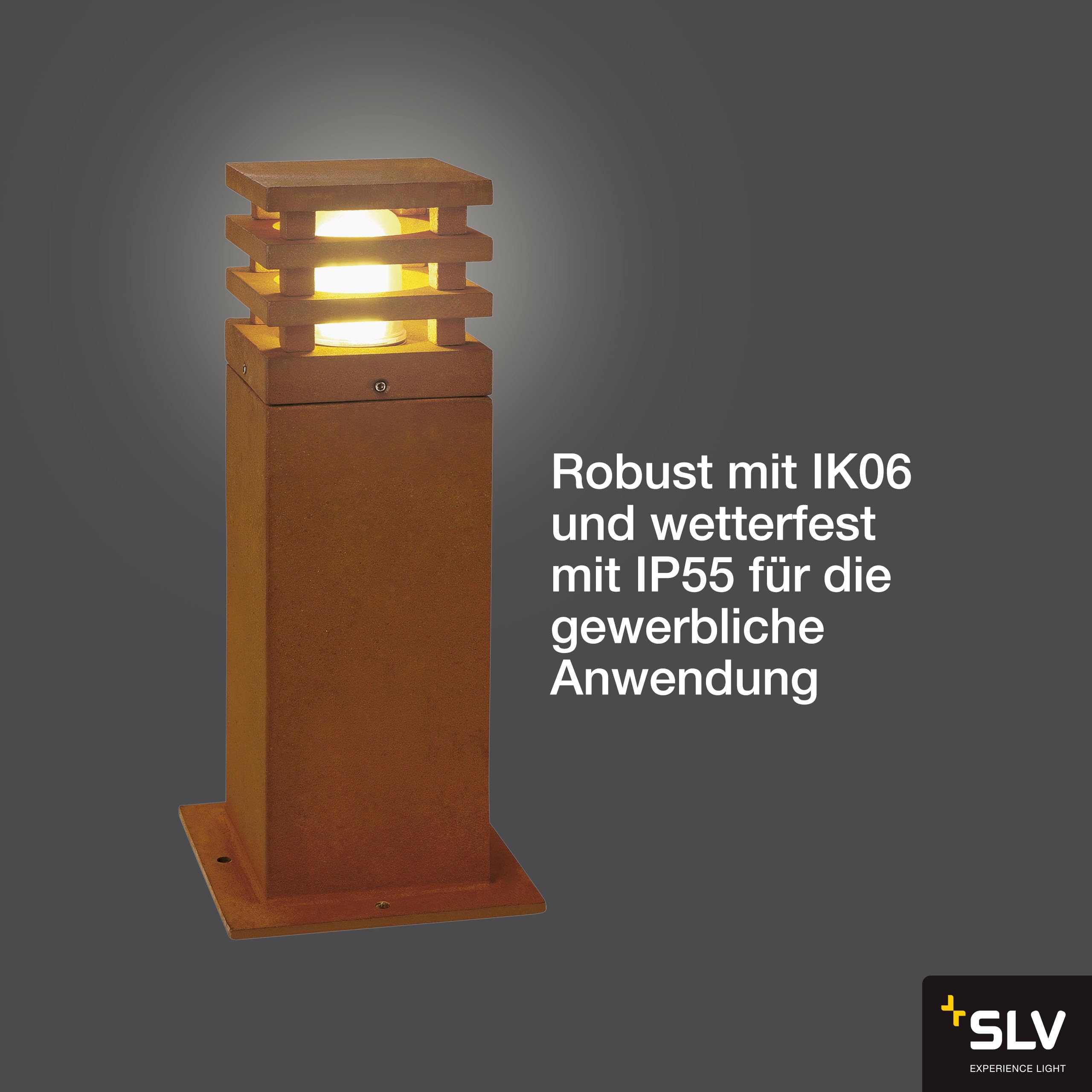 SLV Lampa stojąca RUSTY SQUARE 40 SLV/zewnętrzne oświetlenie ścieżek, ścian, wejść, zewnętrzna lampa ogrodowa LED / E27 IP55 11W, kolor rdzy