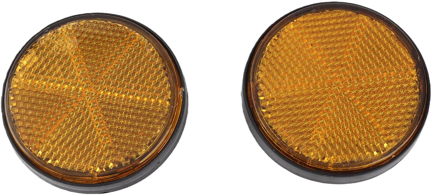 2 Pcs Round Reflector Universal Motorcycle Bike Yellow Reflector