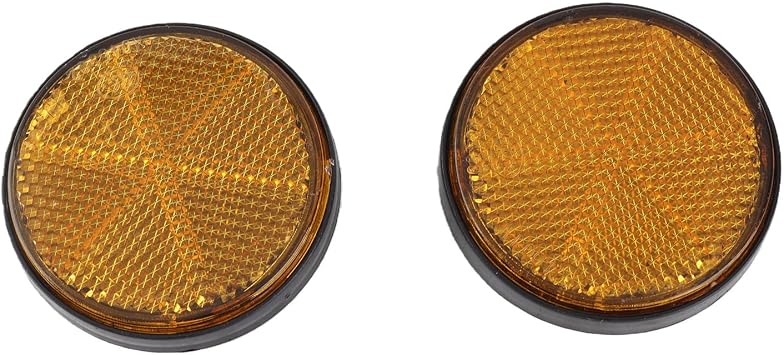 2 Pcs Round Reflector Universal Motorcycle Bike Yellow Reflector