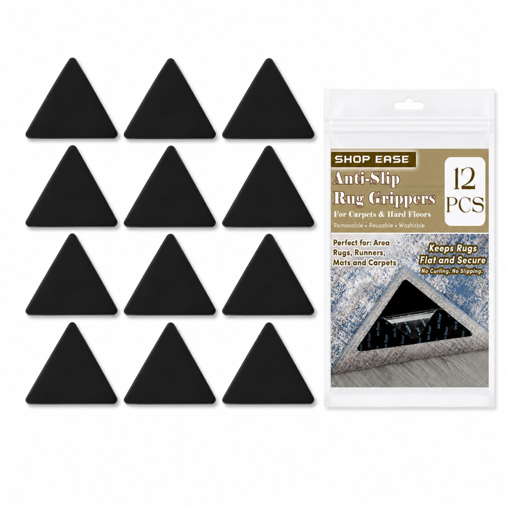 12 PCS Rug Gripper for Laminate and Wooden Floors – Reusable Rug Gripper for Carpet, Anti Slip Rug Underlay Pads, Non Slip Rug Grippers (Triangle) – Keep Rugs & Runners in Place-image-43