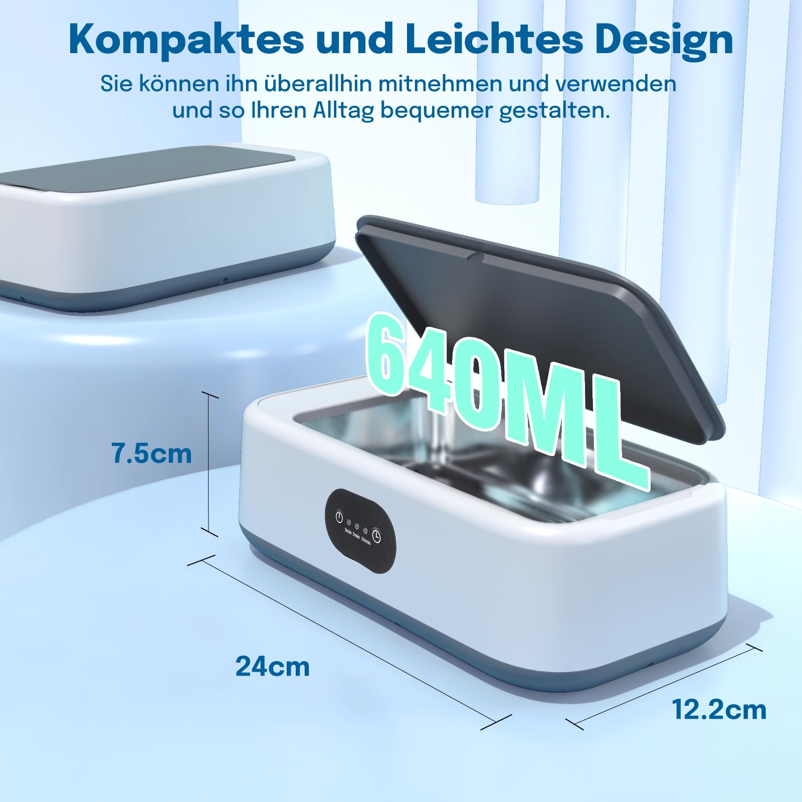 Nettoyeur Ultrason Bijoux Lunettes Nettoyeur Ultrasons 640 Ml - 40W 49000Hz Pour Lunettes, Bijoux, Prothèses Dentaires Nettoyant Lunettes