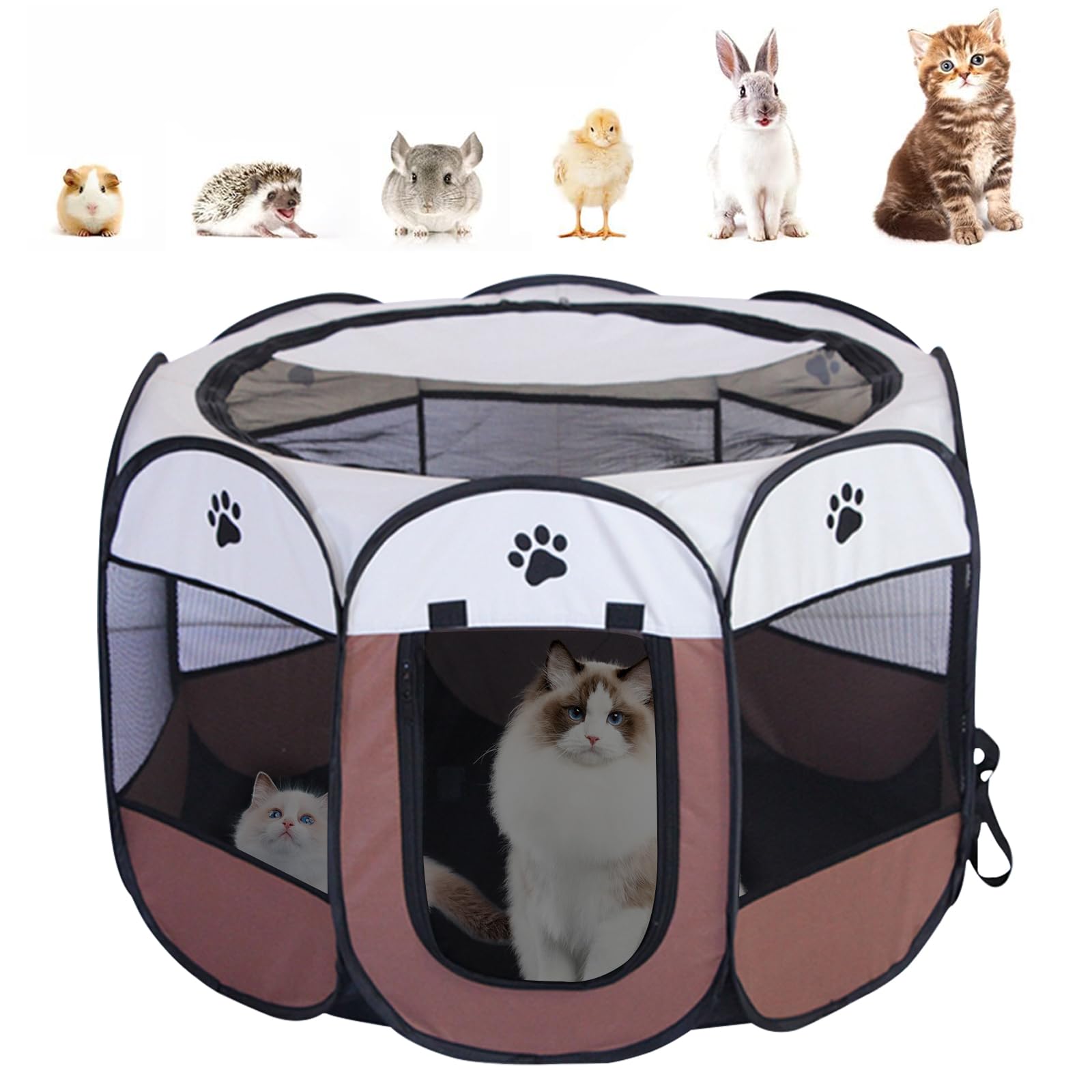RICHDMI Parques Para Perros, 74x74x43cm Parque Plegable Para Perros, Portátil Parque Para Perros, Impermeable Parque de Juego de Tela Oxford, Jaula Octagonal para Cachorros, Gatos, Perros, Conejos