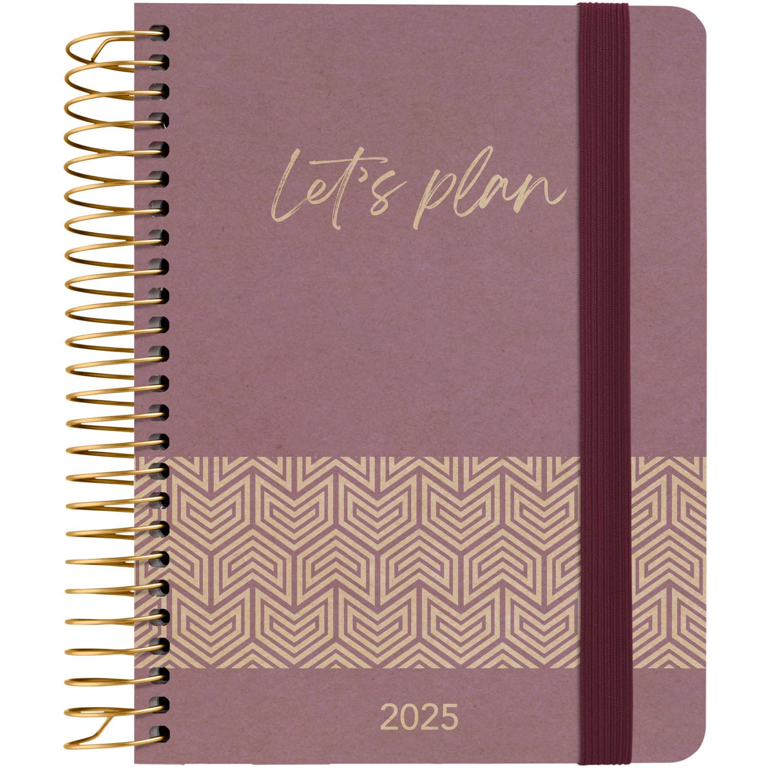 Grafoplas | Agenda 2025 Week View a6 | Nature Concept Violet | Spanish | Spiral | Hard Cover Lined Fabric | Elastic Closure | January to December | Includes Stickers Icons and Messages | FSC