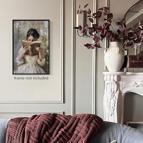 Miniatura 2 de Lienzo de lectura de mujer vintage, póster de lectura estética, pintura al óleo victoriana, pintura al óleo con retrato de mujer victoriana, luz