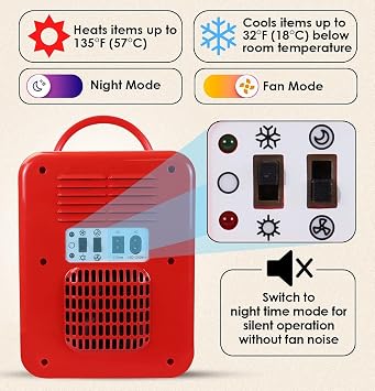 Coca-Cola Mini Fridge, 6-Can Portable AC/DC Thermoelectric Cooler & Warmer, Compact Dorm Fridge for Skincare, Office Desk, Car, RV, Countertop Beverage Storage, Retro Novelty Refrigerator