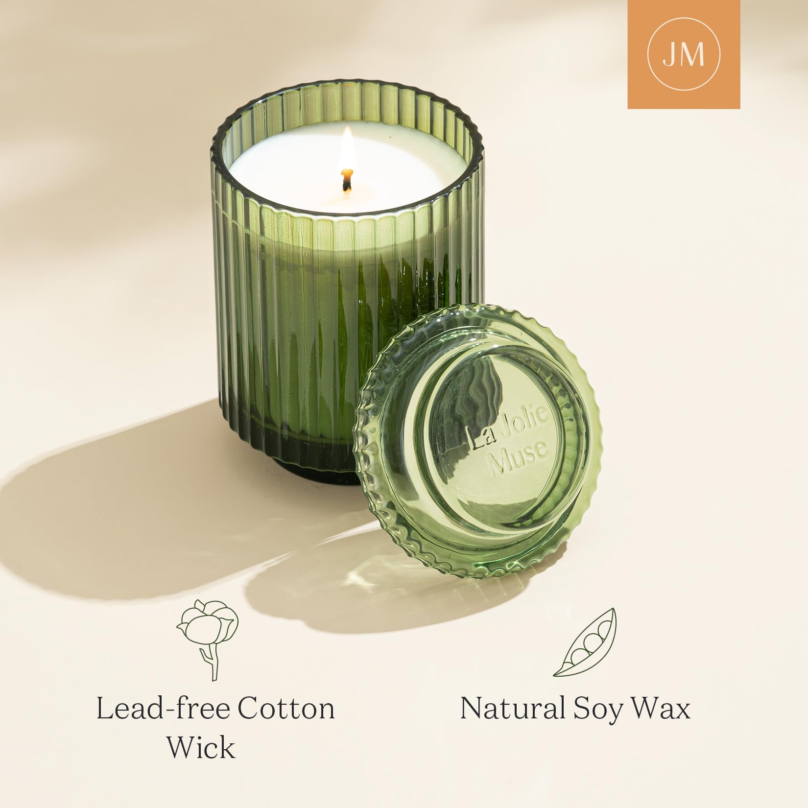 LA JOLIE MUSE Bougie parfumée sapin et bois de cèdre – Bougies de Noël pour les vacances – Bougies vertes pour la maison – Cire naturelle – Longue durée de combustion : 80 heures