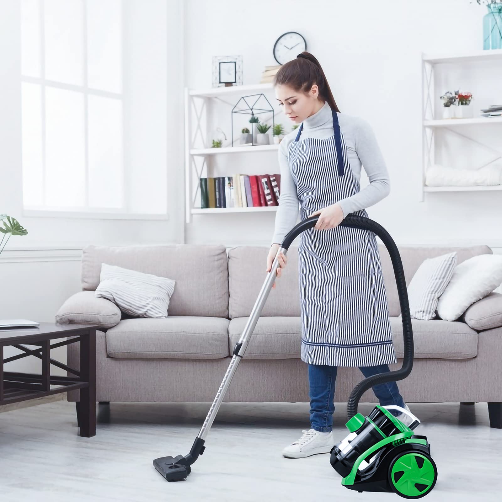 Aspirapolvere a cestello senza sacchetto Aspirapolvere senza sacchetto con contenitore per la polvere da 3,5 l, 800 watt, filtro HEPA-12 efficiente, aspirapolvere a cestello