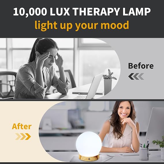 Light Therapy Lamp,10000 Lux Sun Lamp with 3 Color Temperatures,Stepless Brightness,Timer & Memory Function,Full Spectrum Light with Remote Control for Home, Office,Decoration