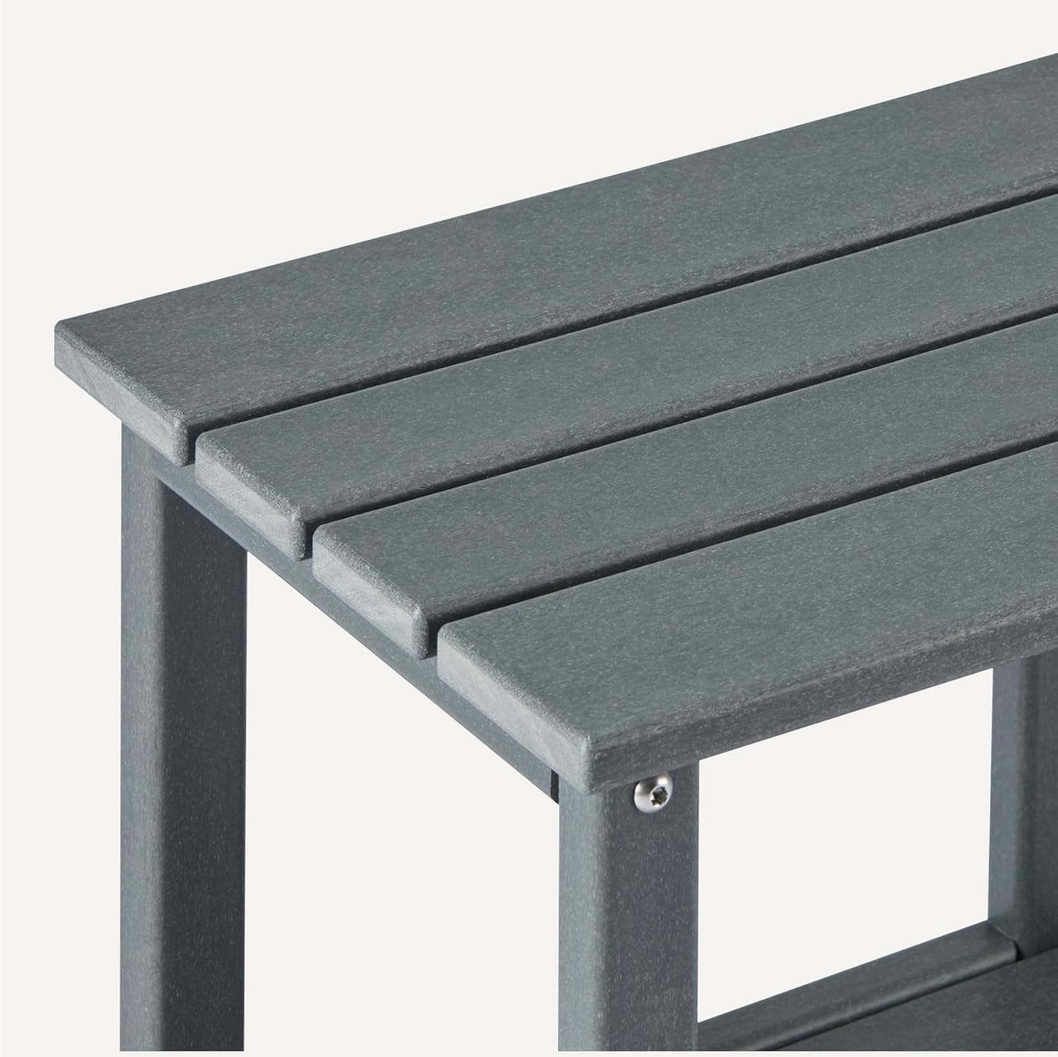 Amazon Basics Outdoor Side Table, 42cm x 32cm x 42cm, Wood-Like Grey, 1-Pack