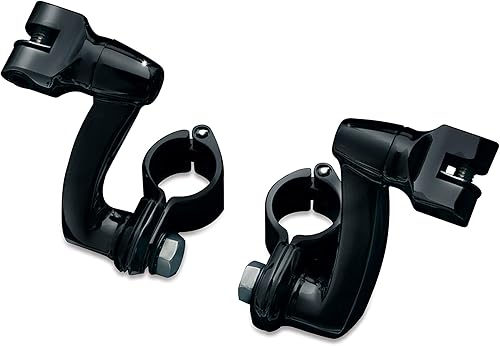 Miniatura 3 de Kuryakyn 7571 Componente de control de pie de motocicleta soportes de estribera compensada de cuerno largo con abrazaderas rápidas Magnum para