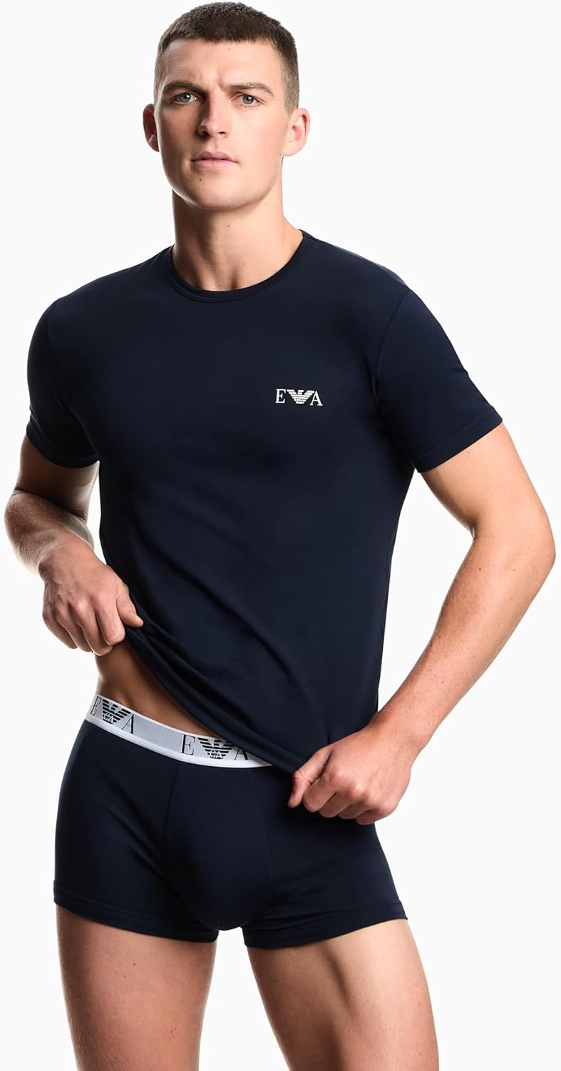 Emporio Armani Mens Stretch Cotton Jersey 2 Pack Crew Neck Shirt - Image 2