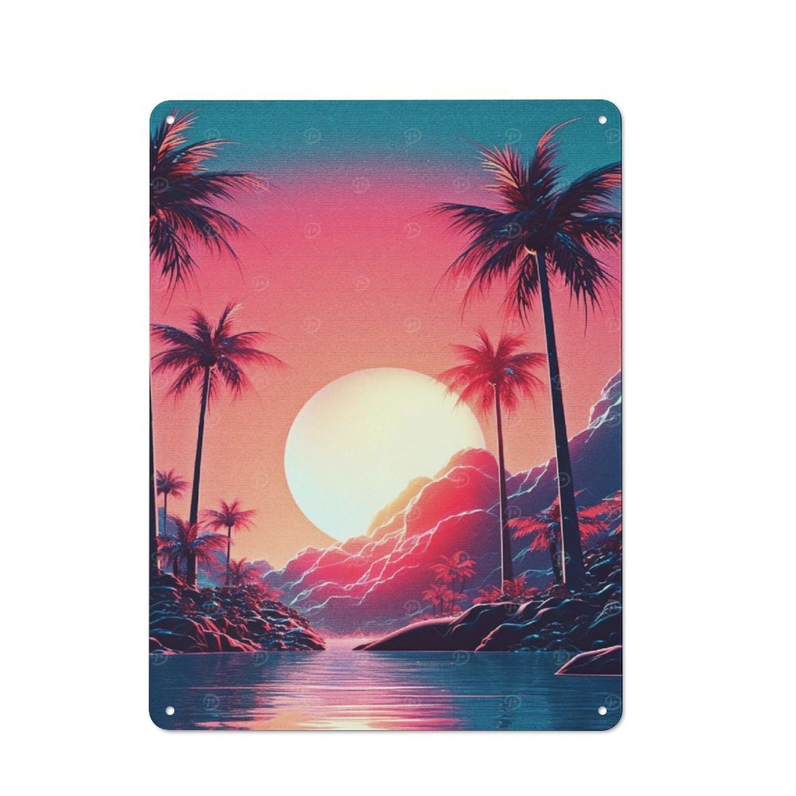 Junmoney Style-1 Metal Wall Sign 40X30cm Featuring Beautiful Sunrise For Café Or Restaurant, A New Home Present For Hospitality Interior Collectors