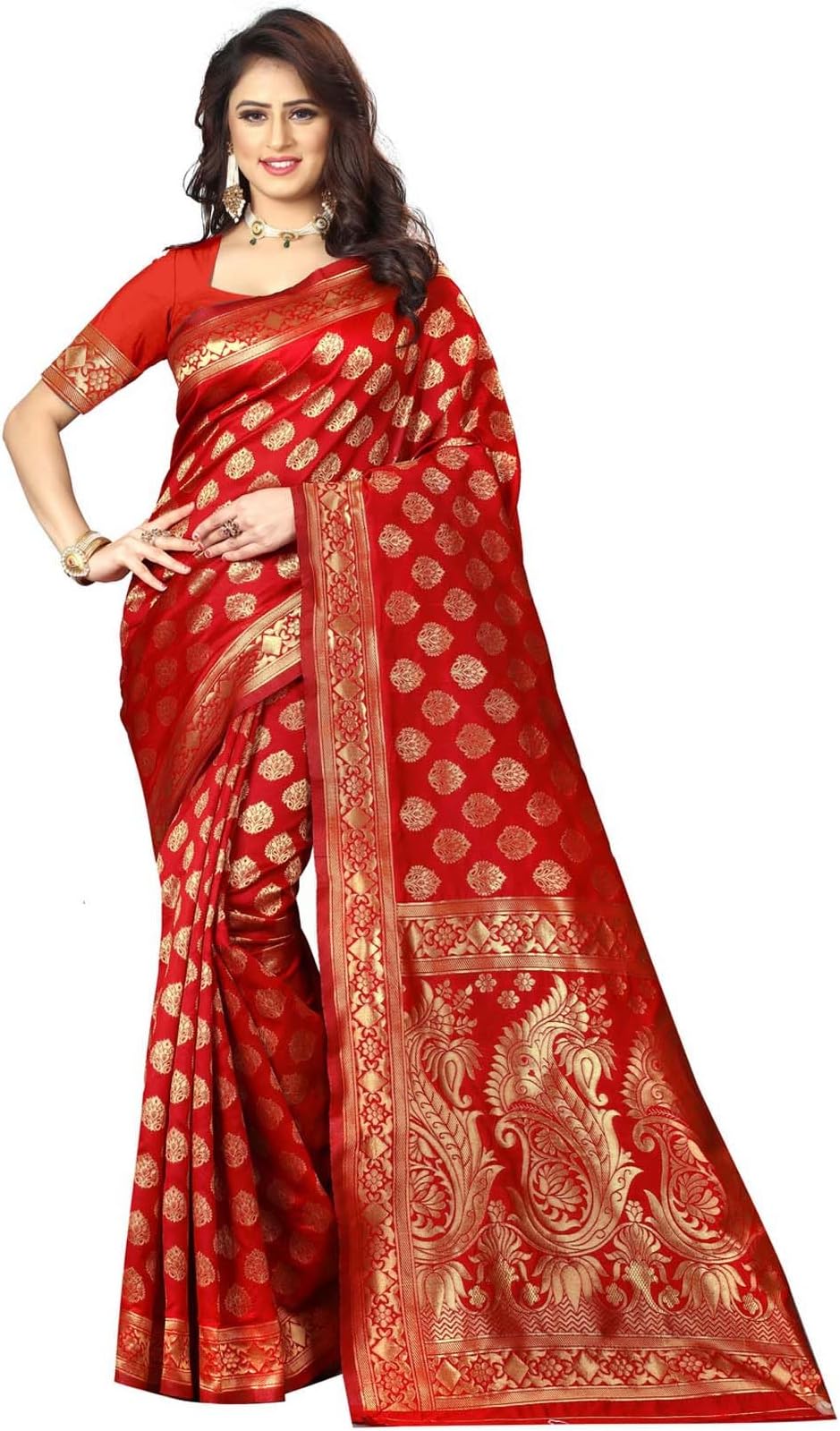 Women's Trendy Banarasi Saree Pure Kanjivaram Art Silk Soft new ladies 2026 Design Wear Pattu Sarees Latest Cotton Party Sari collections With Blouse Piece for Wedding sadi (SAM PARI 72)