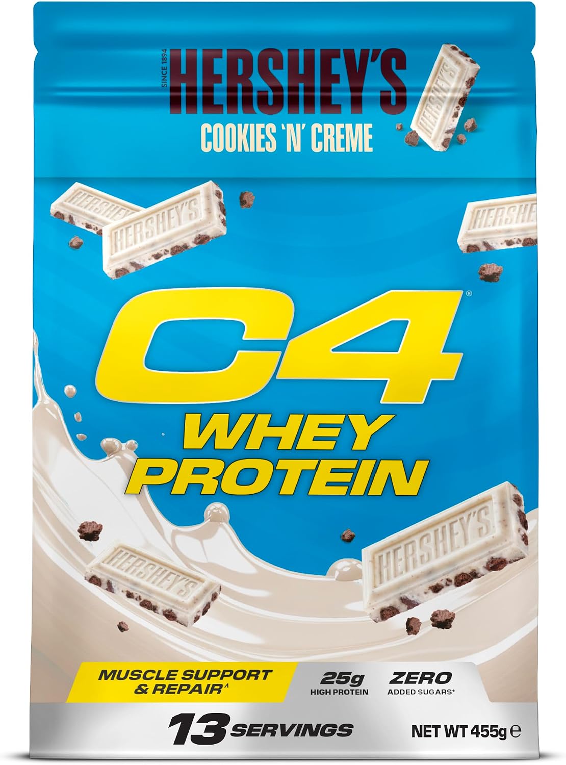Cellucor C4 Whey Protein Powder, Hershey s Cookies & Cream, 25g Protein, Low Sugar, Post-Workout Recovery, 13 Servings
