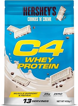 Cellucor C4 Whey Protein Powder, Hershey’s Cookies & Cream, 25g Protein, Low Sugar, Post-Workout Recovery, 13 Servings