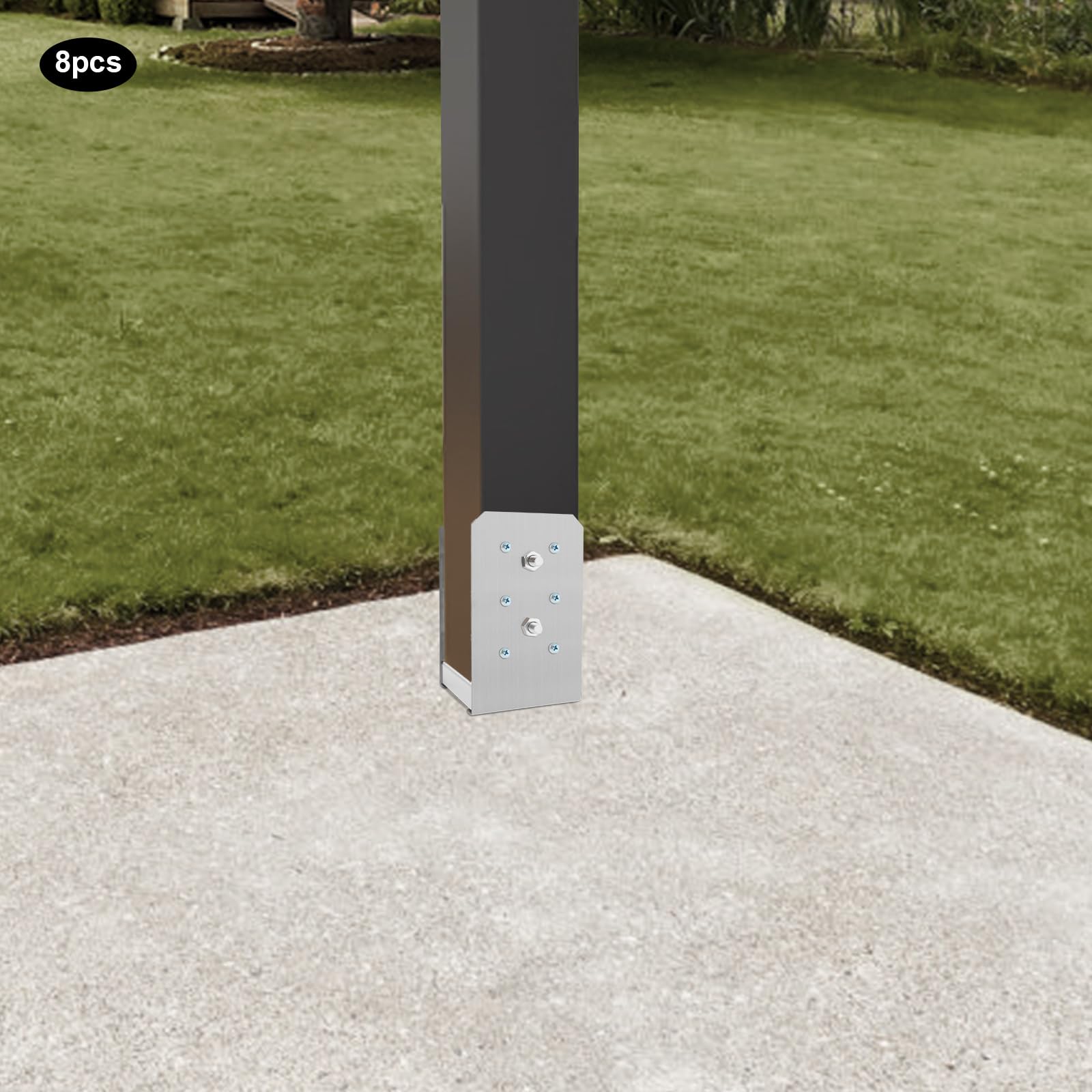 Base de postes, 8 unidades, anclajes de 9 x 9,2 x 15 cm (por pieza) para valla de madera, anclaje para postes de pérgola