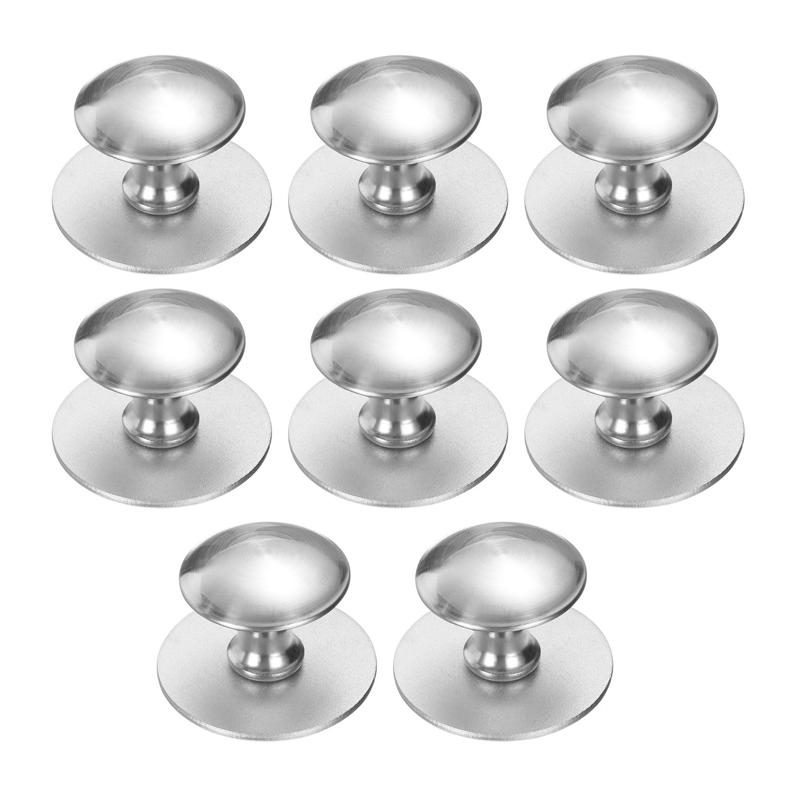 sourcing map 8 Pack Adhesive Cabinet Knobs, Stainless Steel Stick on Drawer Knobs, Round Self-Stick Instant Cabinet Handle Pulls for Window Wardrobe Cupboard Drawer Closet, Brushed Silver โ image 1