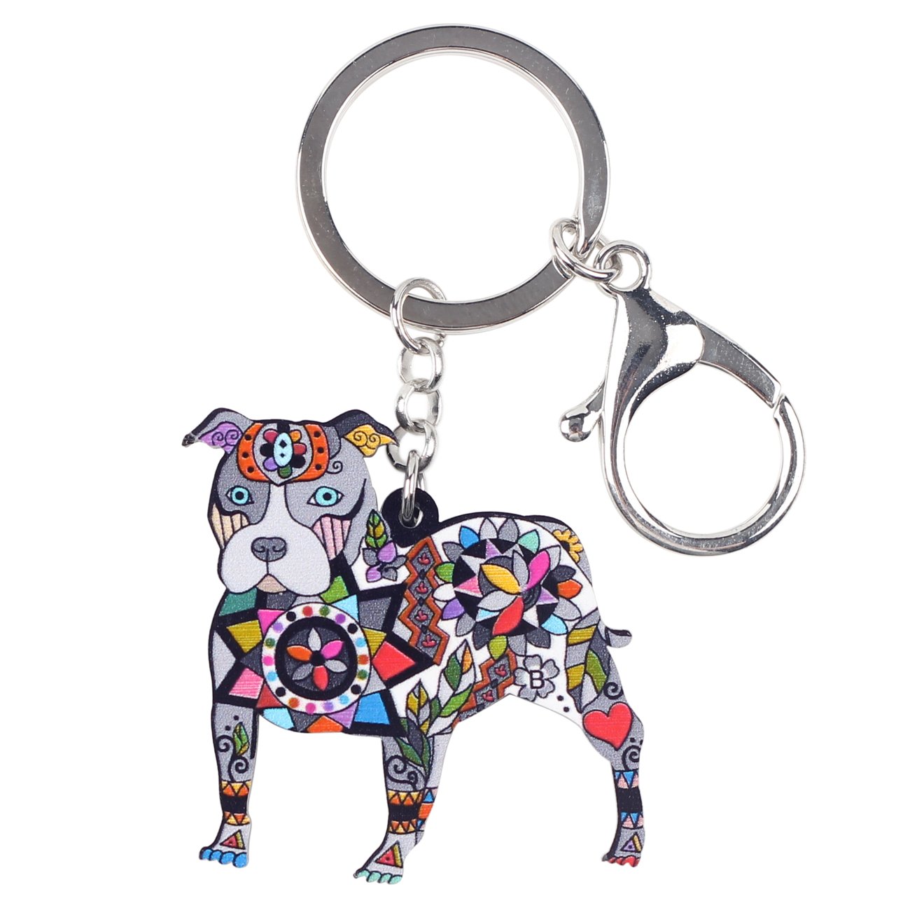 Weveni Women's Black Acrylic Bulldog Keychain Pet Keyring For Girl Wallet Car Bag Charms (Black)