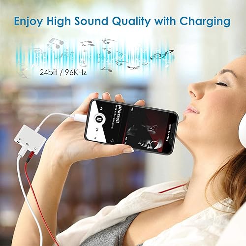 Miniatura 4 de Sanjyut Adaptador de auriculares Lightning a Dual de 0.138 in para iPhone Dual 0.138 in conector de auriculares y adaptador de carga para iPad