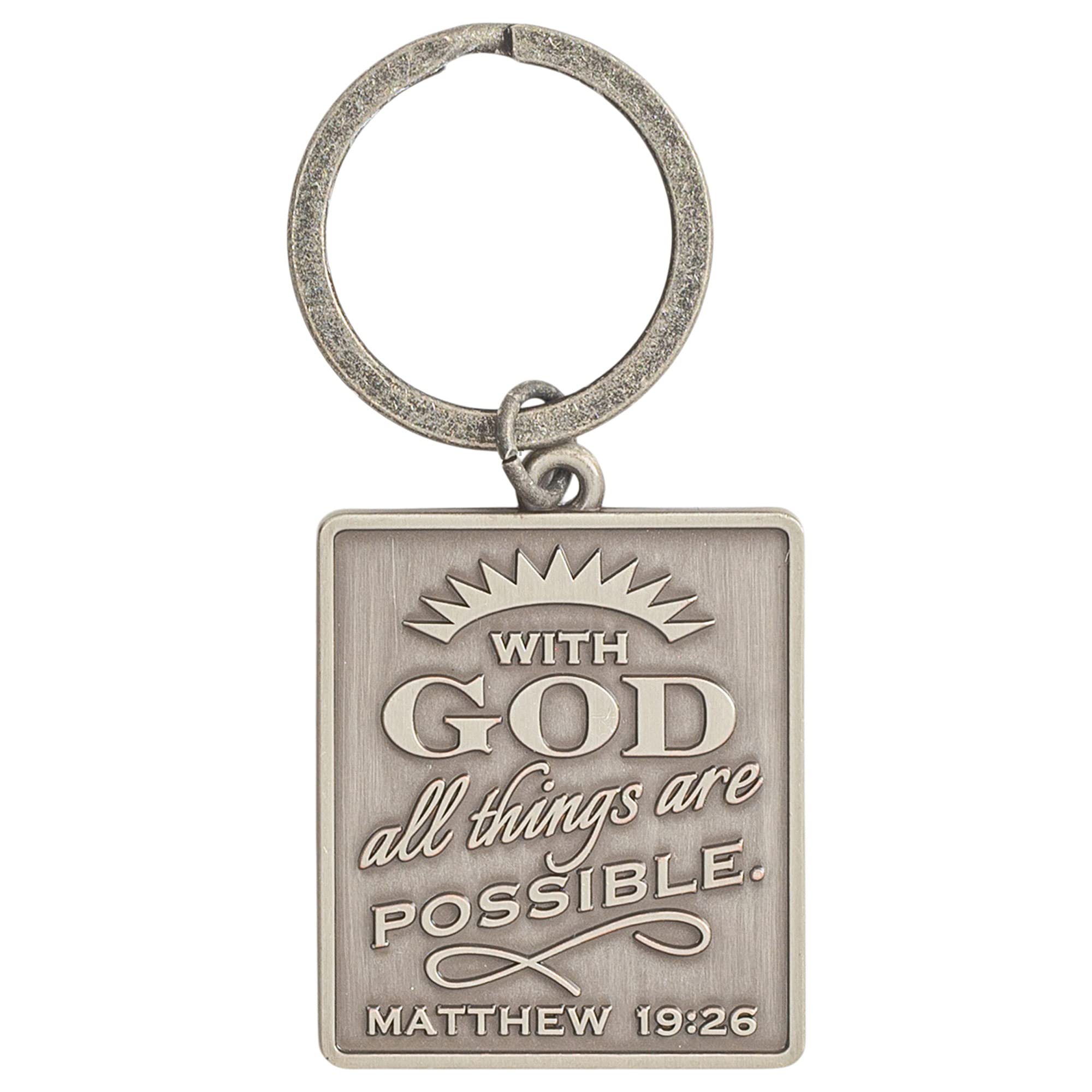 Dicksons With God All Things are Possible Zinc Alloy Metal, Christian Inspirational, Split Key Ring, for Bible Bag, Backpack, Purse, Duffle, Lanyard or Wallet, Keychain, Single