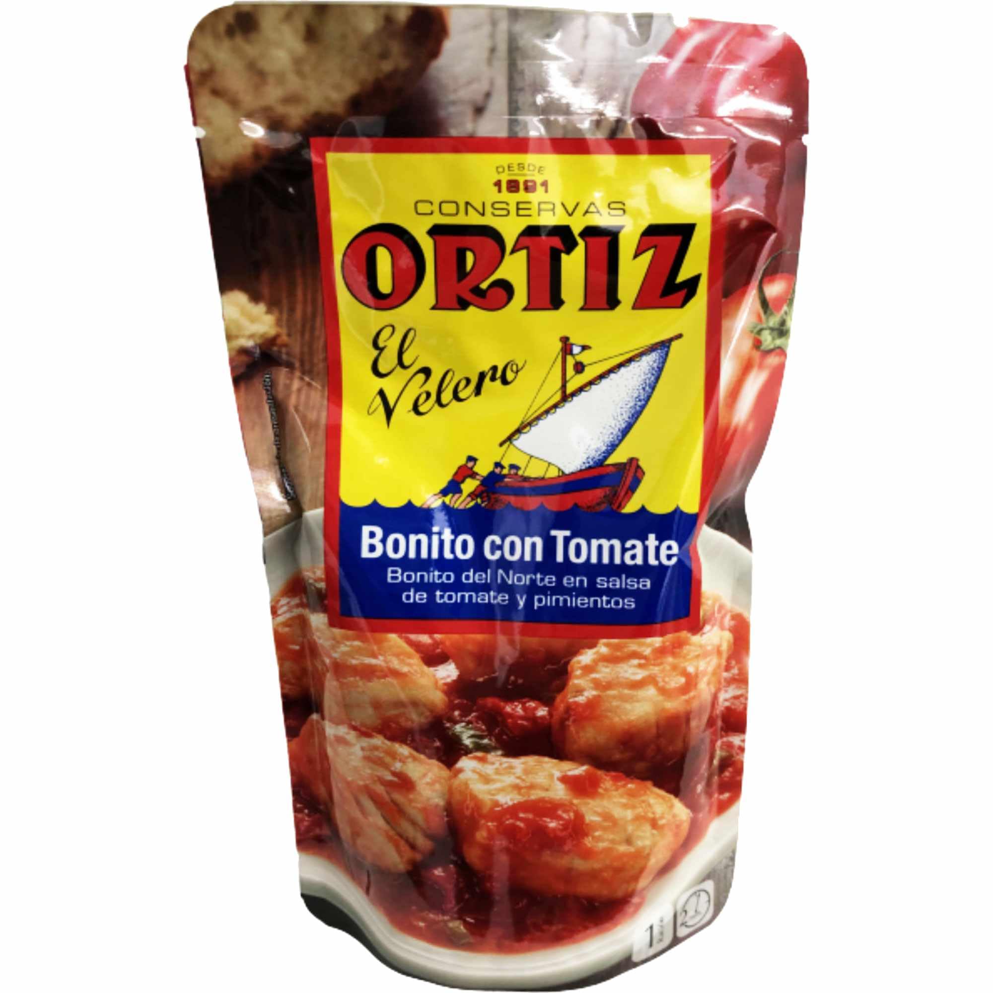 usy Bundle für Conservas Ortiz Bonito con Tomate "Weißer Thunfisch in Tomatensauce und Paprika" Gastropack (6x300g) + usy Block