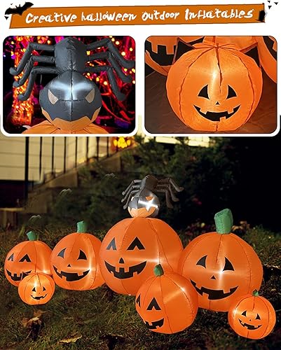 Miniatura 3 de Inflables de Halloween, calabaza, gato, araña, OVIFM de 8 pies, decoraciones inflables grandes de Halloween para exteriores, decoración de patio