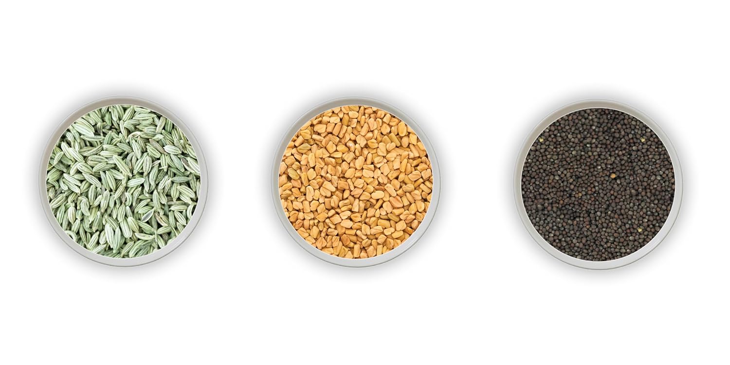 Jalpur Millers Spice Combo Pack - Fennel Seeds 500g - Fenugreek Seeds 500g - Black Mustard Seeds 500g (3 Pack)
