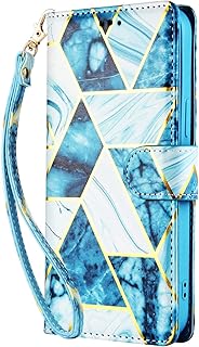 iPhone SE 2020 Case Marble, Phone Case iPhone 7 / iPhone 8 for Girls Women with Card Holder Slots Magnetic Kickstand Full Protection Shockproof PU Leather Flip Folio Wallet Cover, Blue Gilding