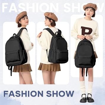 School Backpack School Bag for Teenage Girls Boys College Rucksack Lightweight Schoolbag Casual Backpack Dayback Women Bookbag College Waterproof 14 Inch Laptop Backpacks,A1-Black