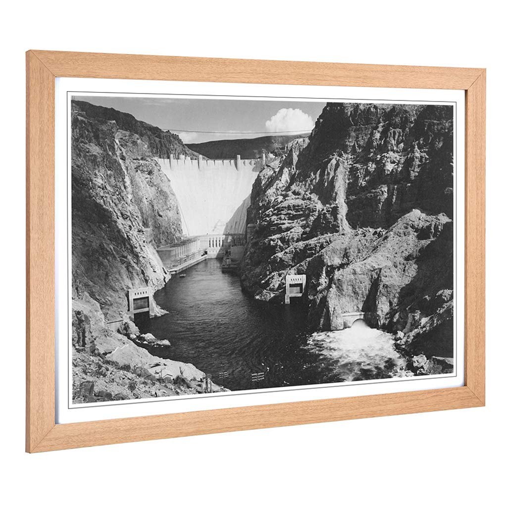 Big Box Art Framed Print of Ansel Adams Boulder Dam Colorado River Design | Wall Art Picture | Home Decor for Kitchen, Living Room, Bedroom, Hallway, Oak, A2 / 24.5x18 Inch / 62x45cm