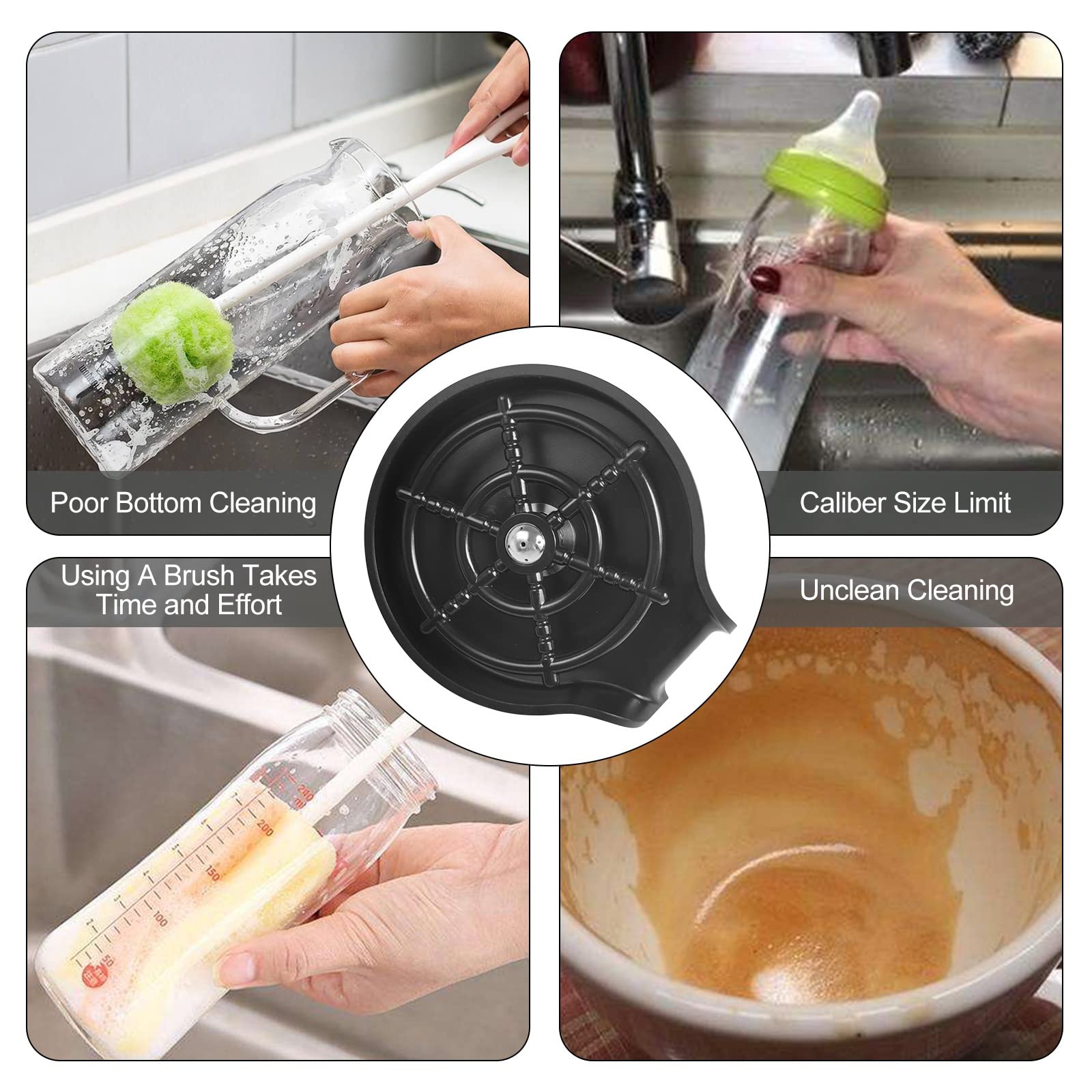 Rondella Automatica Vetro, Tazza Sciacquatrice, Lavabicchieri per Lavello - Accessori Cucina per Negozio del Bar e Casa