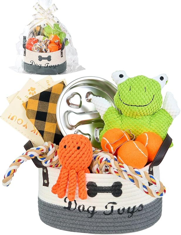 14Pcs New Puppy Gift Basket, Complete Premium Welcome Puppy Starter Kit and Dog Gift Basket with Dog Toys Bundle, Pet Essentials for New Owners, Perfect Dog Birthday Set for Small to Medium Breeds