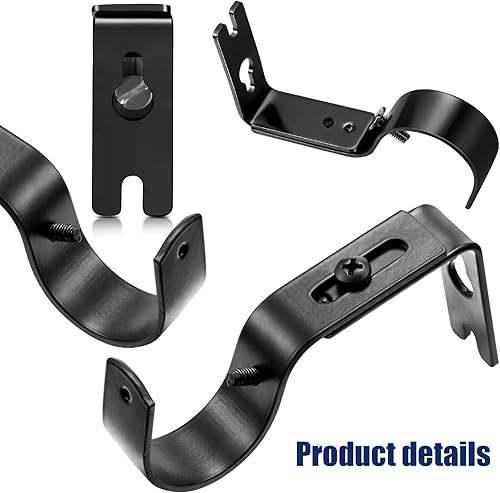 Miniatura 4 de Frienda 6 piezas de soportes de barra de cortina ajustables, soporte de pared para barra de cortina de 1 pulgada de diámetro, ganchos de soporte