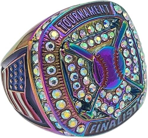 Anillos deportivos con descuento ANILLO FINALISTA DE PLACA DE CASA — CUERPO DE ARCO IRIS, PIEDRA PRISMÁTICA, ARCO IRIS PINTURA Anillo de béisbol de