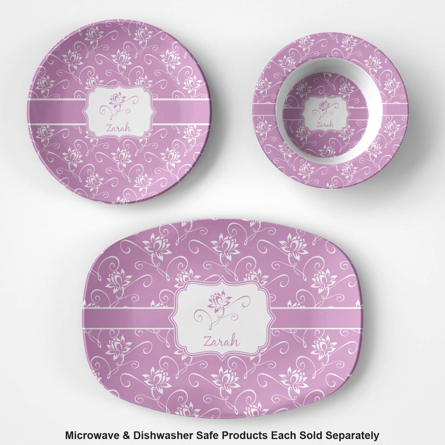 Personalized Lotus Flowers Plastic Bowl - Microwave Safe - Composite Polymer