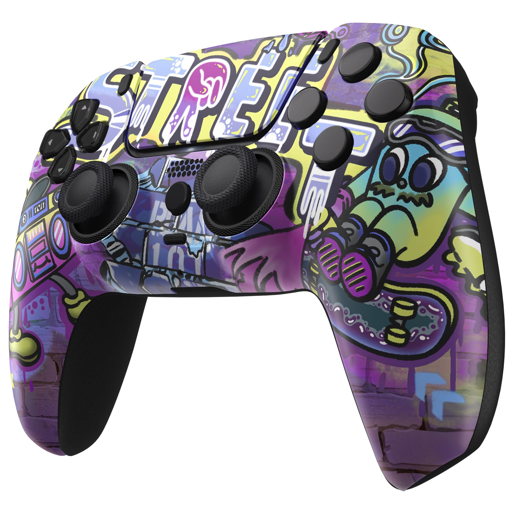 eXtremeRate Luna Cover per ps5 Controller Joystick,Shell Frontale Touchpad Ricambio,Scocca Ridisegnata&Anelli per ps5 Joypad BDM 010/020/030/040/050-Arte di Strada