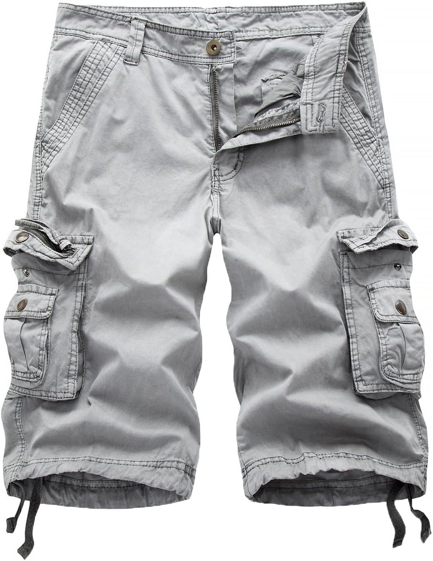 FOURSTEEDS Women's Cotton Loose Fit Zipper Multi-Pockets Twill Bermuda Drawstring Women Cargo Shorts