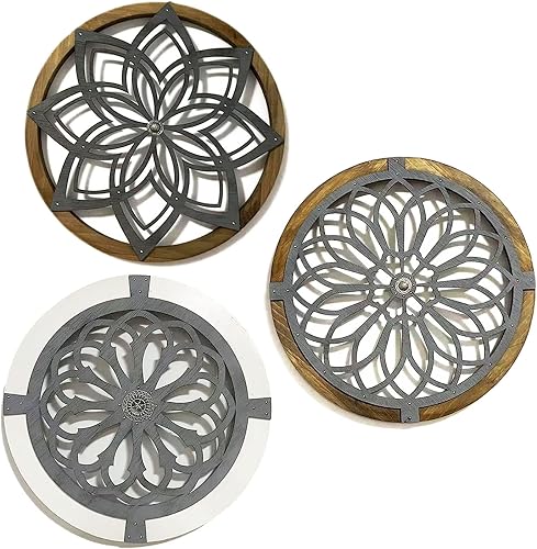 Miniatura 2 de Colyltoy 3 Pieces Farmhouse Wall Decor, Rustic Wood Round Wall Art, Hanging Decoration for Living Room Bathroom Bedroom Home Indoor Outdoor