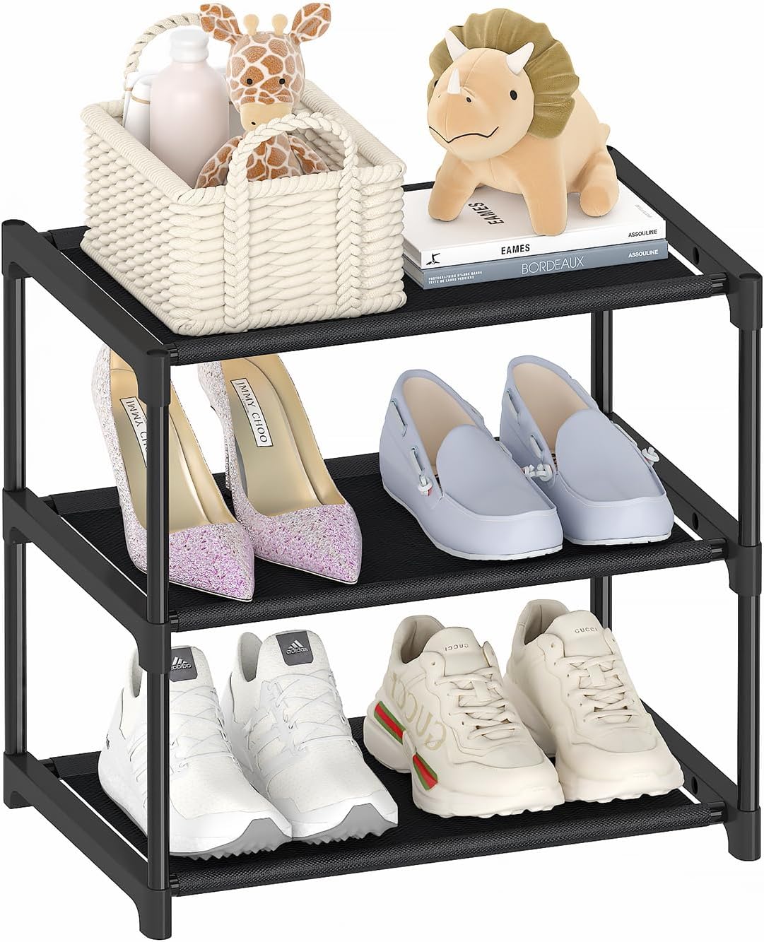 Amazon.com: Haizsijin Small Shoe Rack,Stackable Narrow Shoe Shelf ...