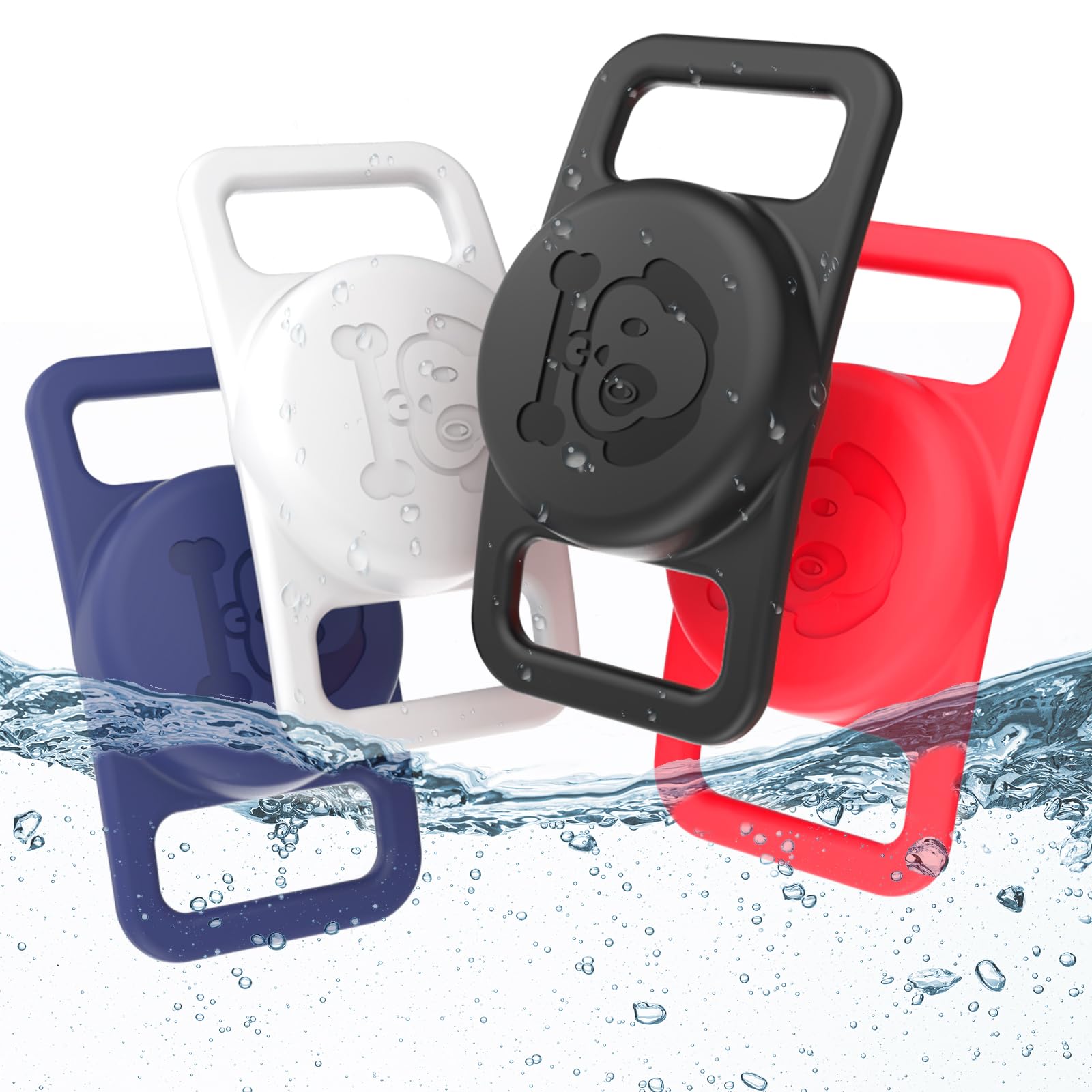 HATALKINCompatible with AirTag Cat Collar Holder Air Tag Holder Silicone AirTags Key Tags Chain Apple GPS Item Finders Accessories 4 Pack