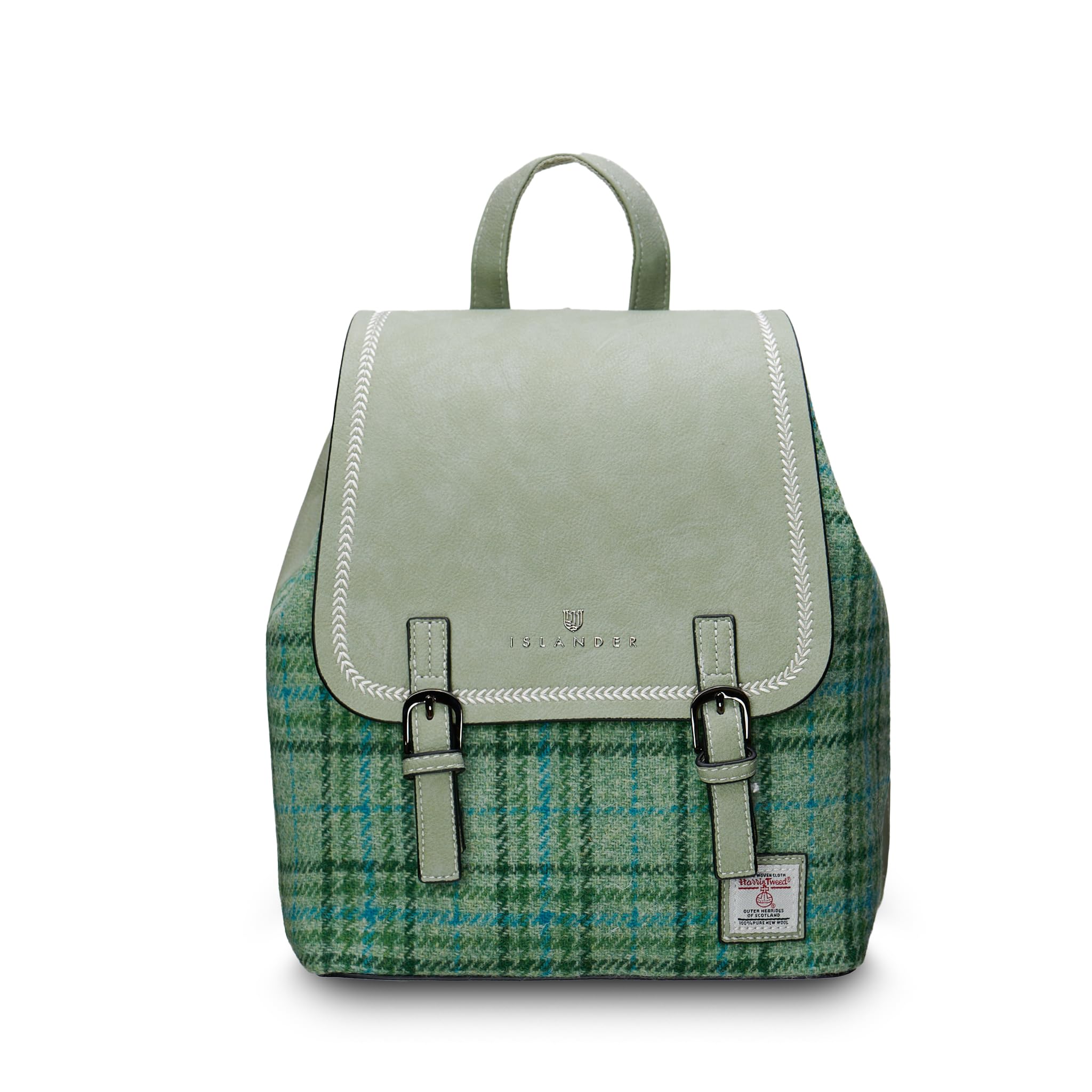 Islander Women Harris Tweed Jura Backpack Mint Check 