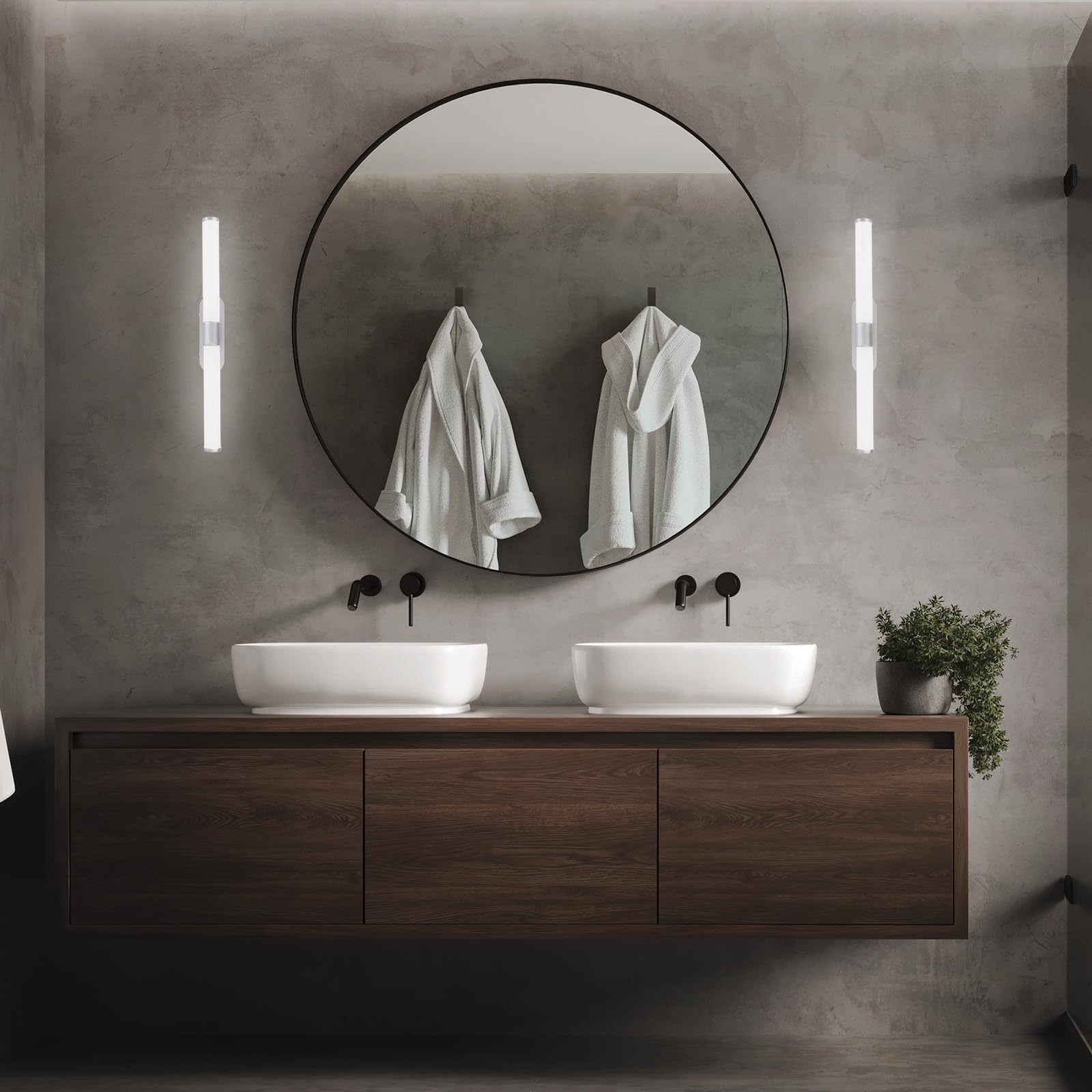 BRILONER - Lámpara de espejo LED baño, lámpara de espejo baño, lámpara de pared, luminaria de pared, IP44, color de luz blanco neutro, 7W, cromo mate, 40 cm